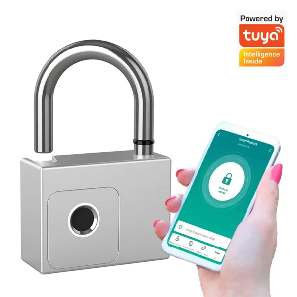 Candado Inteligente de Huellas Dactilares IP65 Impermeable Carga USB Alarma Antimanipulación - Candado inteligente con huella digital - IP65 impermeable, USB recargable, App Tuya/Smart Life 360 group