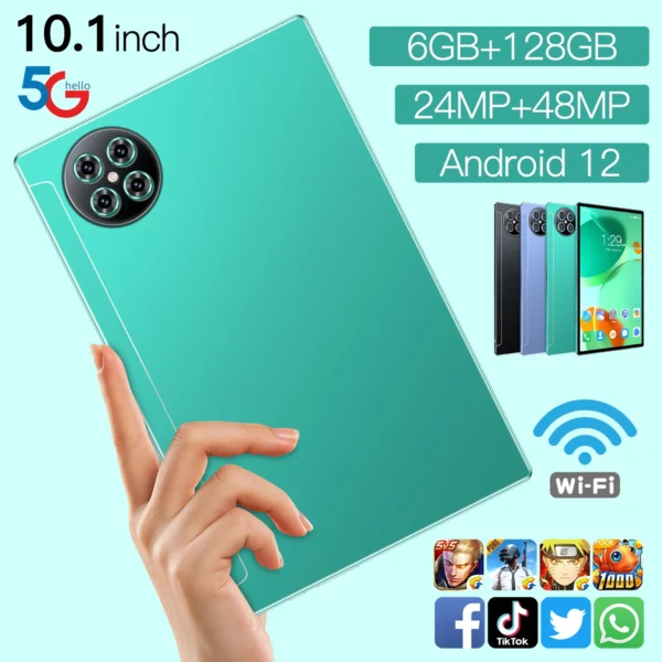 Tablet 360º X90T Android 12 | Pulgadas 10.1" | 128GB Memoria | Pantalla HD | 4G 5G WiFi | Cámara 24MP+48MP