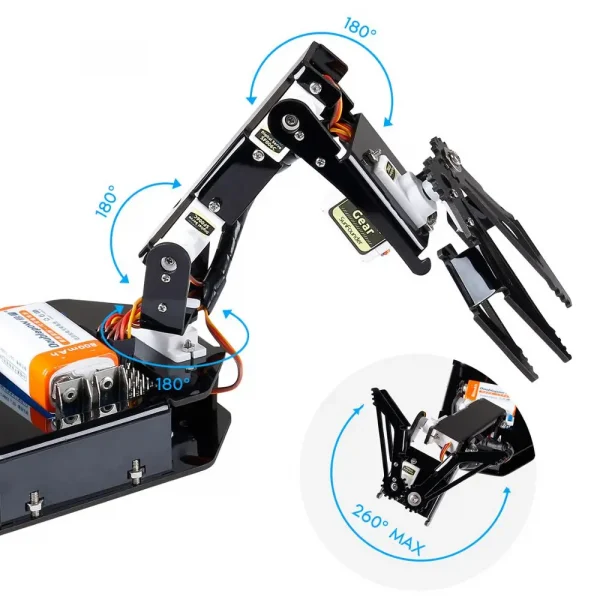 SunFounder-servocontrol de 4 ejes, Kit de brazo robótico, Rollarm para Arduino - 1) Robot de aprendizaje:El Kit de robot de aprendizaje interactivo para que los niños aprendan codificación visual, construcción y programación. 360 group