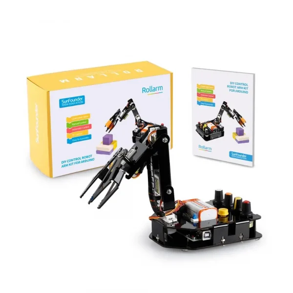 SunFounder-servocontrol de 4 ejes, Kit de brazo robótico, Rollarm para Arduino - 1) Robot de aprendizaje:El Kit de robot de aprendizaje interactivo para que los niños aprendan codificación visual, construcción y programación. 360 group