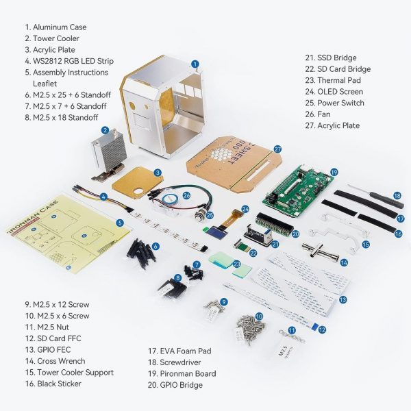 Mini carcasa de PC para Raspberry Pi, carcasa de torre de aleación de aluminio, placa de expansión M.2 SATA SSD para Raspberry Pi 4 Pironman - Pironman Es personalizado de SunFounderMFunda PC ini Para RFrambuesa Pi 4 (No compatible con Pi 3).Simplemente conecte la pantalla, el mouse y el teclado, y puede usarlo para proyectos, oficina y entretenimiento. 360 group