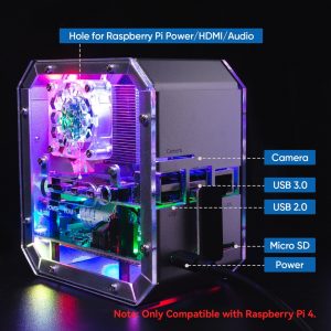 Mini carcasa de PC para Raspberry Pi, carcasa de torre de aleación de aluminio, placa de expansión M.2 SATA SSD para Raspberry Pi 4 Pironman - Pironman Es personalizado de SunFounderMFunda PC ini Para RFrambuesa Pi 4 (No compatible con Pi 3).Simplemente conecte la pantalla, el mouse y el teclado, y puede usarlo para proyectos, oficina y entretenimiento. 360 group